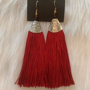 Red Fringe Earrings